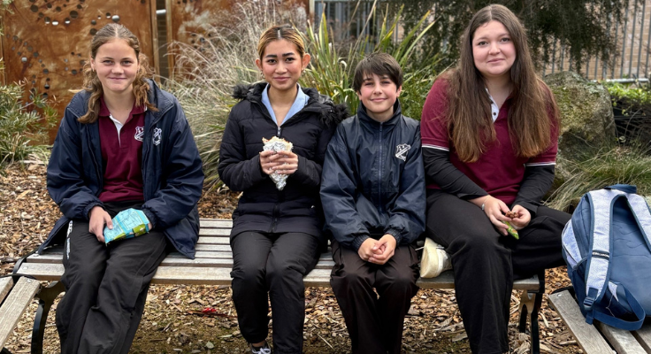 students having lunch at yarning circle