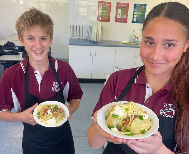 students with food tech creations